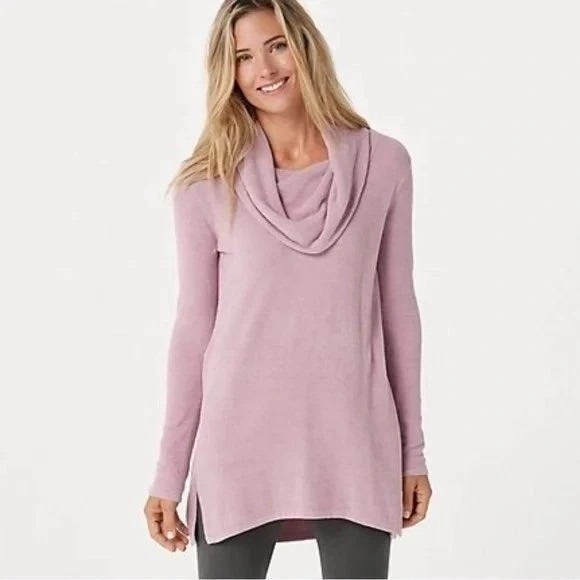 Barefoot Dreams Sweaters - Barefoot Dreams Cozychic Ultralite Cowl Neck Tunic Sweater Size Med Pink‎ Lounge
